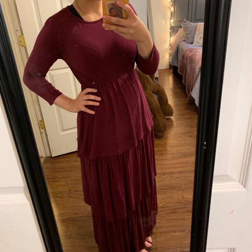 Maroon rufled dress